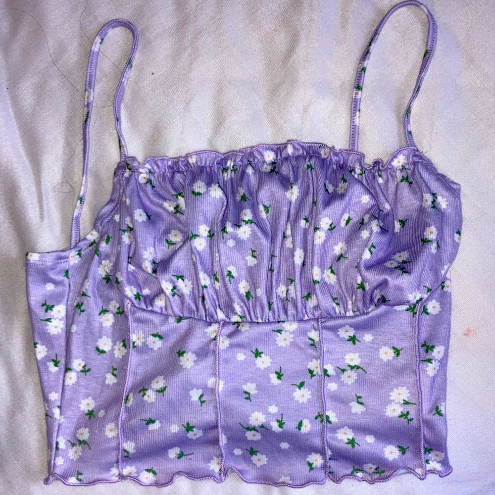 purple floral tank top summer
